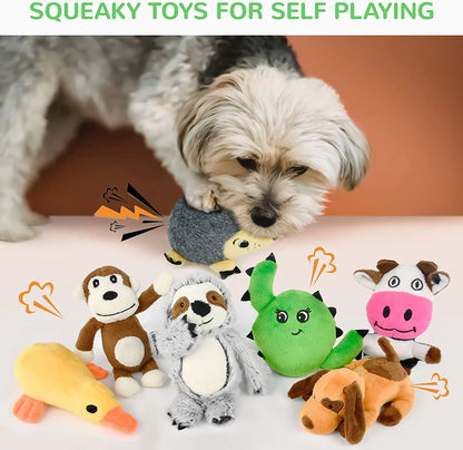 Dog Squeaky Toys for Small Dogs, 12 Pack Puppy Toys for Teething Cute Small Dog Toys Stuffed Plush Dog Toy Bundle Natural Cotton Puppy Rope Toy Dog Chew Toys for Puppies Pet Toys for Dogs